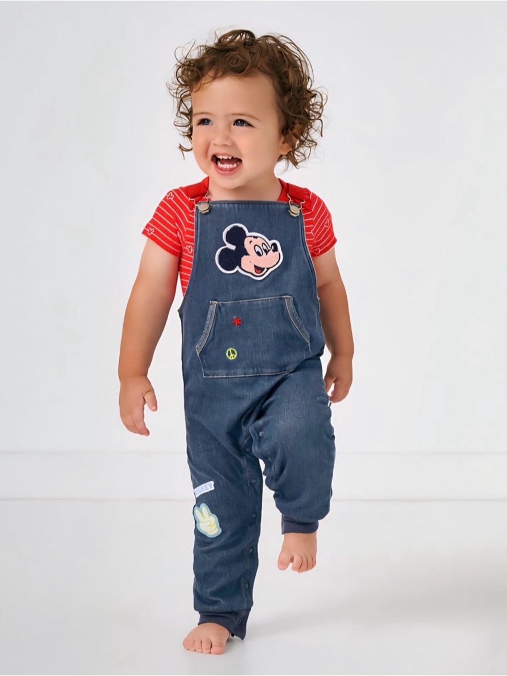 Little Sleepies Disney Mickey’s Clubhouse Mickey Patch Denim Overall Set 3T